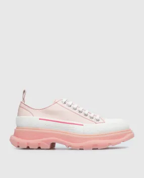 Alexander McQueen Scarpe da ginnastica con suola spessa in pelle rosa 702042WHZ6D