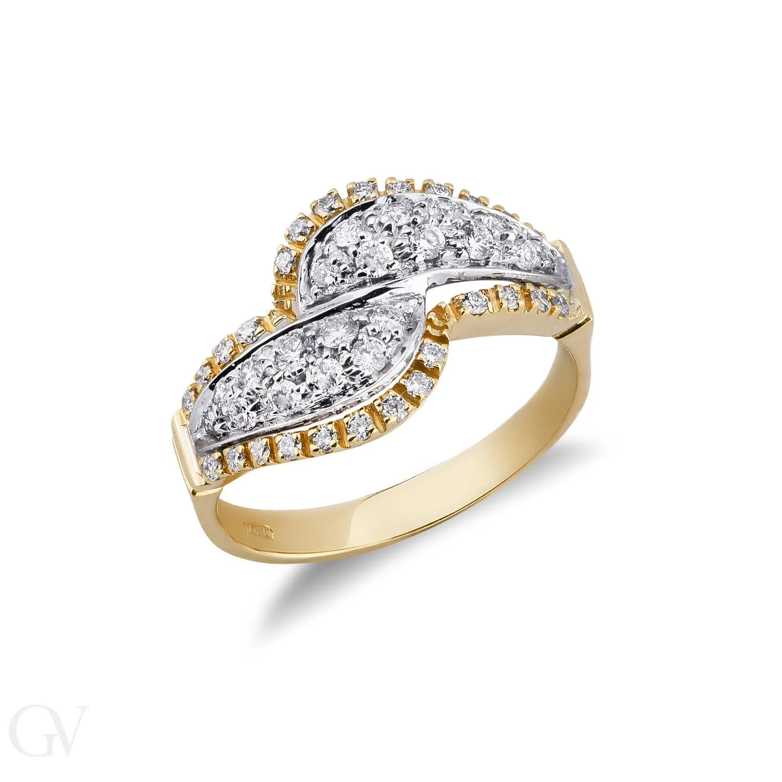 Anello fantasia in oro giallo 18k con Diamanti.