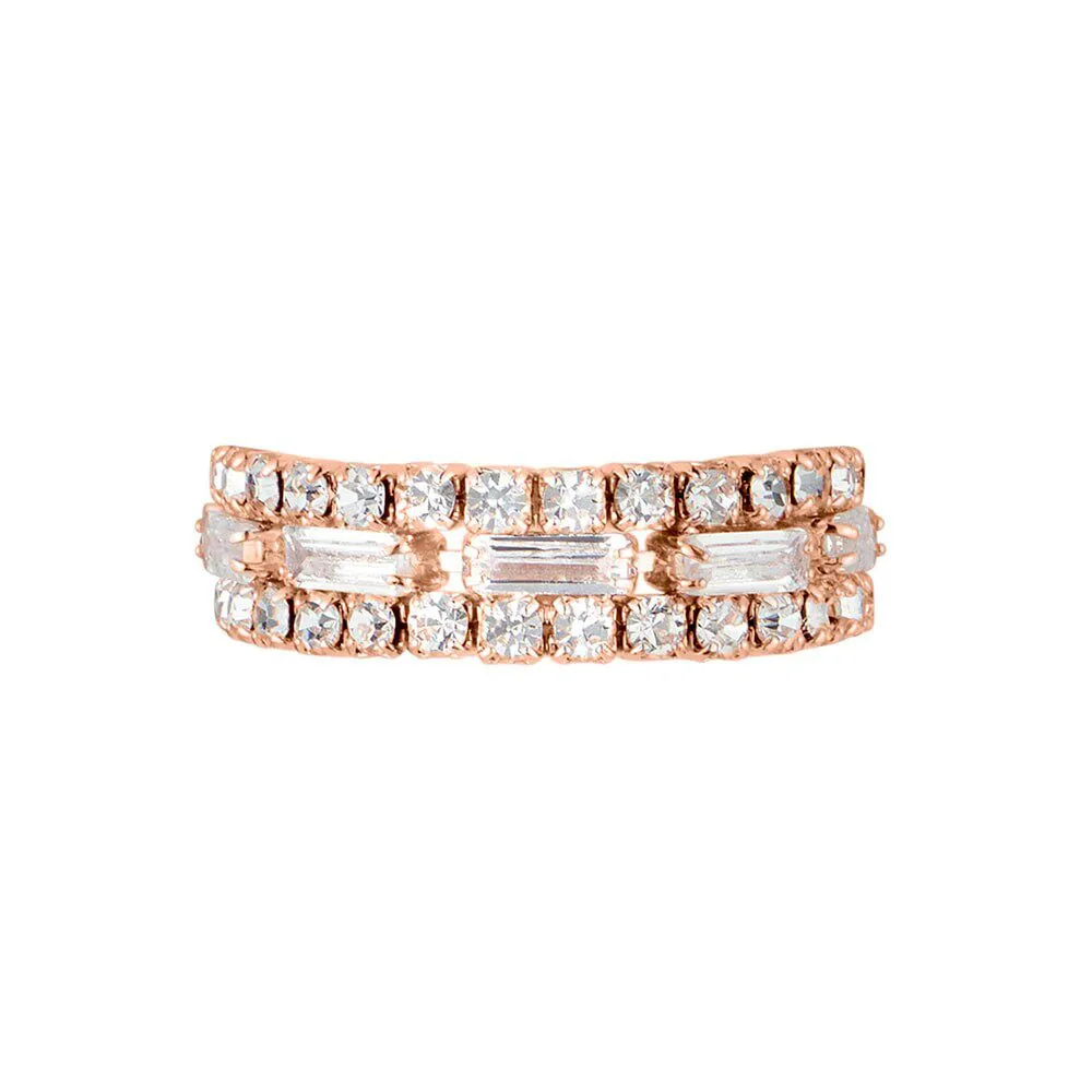 Anello Fantasia Romantic Shine Metallo Rosa Cristallo Bianco 1674384