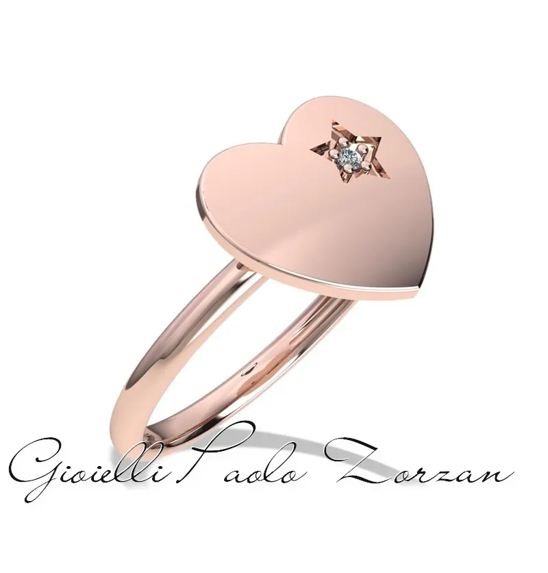 Anello Gemoro con Diamanti in Oro Rosso 18 Kt AB1105ROS