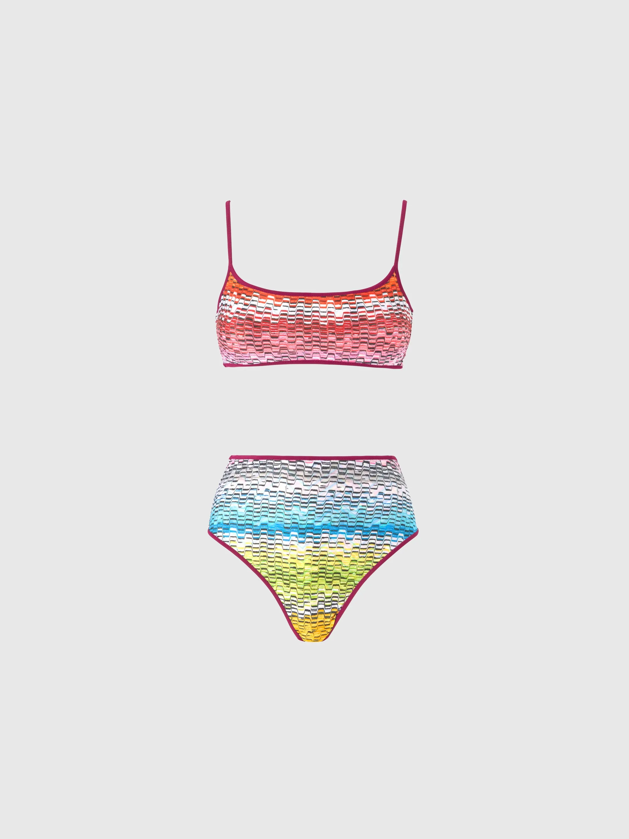 Bikini reversibile con stampa e slip alto