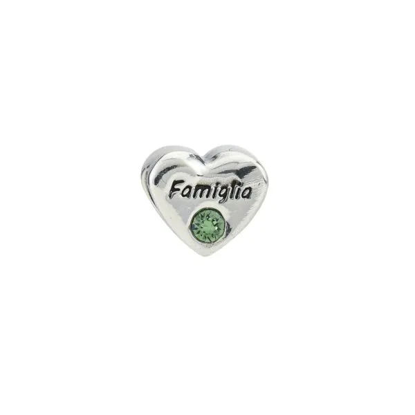 BPS354V Passante cuore famiglia e zircone verde    
