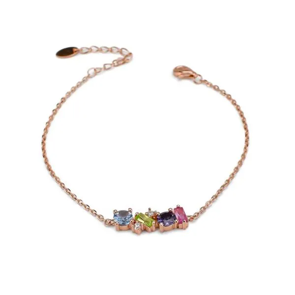 BR595RS Bracciale placcato oro rosa con zirconi multicolor    