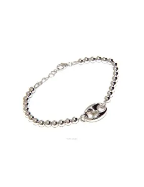 Bracciale Argento 925 maglia marina su palline 5 mm uomo donna