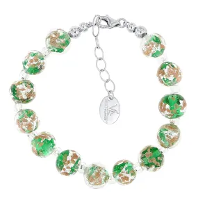 Bracciale in Vetro di Murano Verde e avventurina