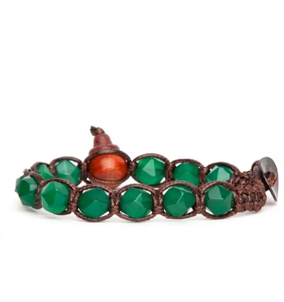Bracciale Tamashii diamond cut agata verde BHS911-12