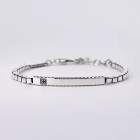 Bracciale Veneziana con Piastra e Zircone Nero Uomo Mabina