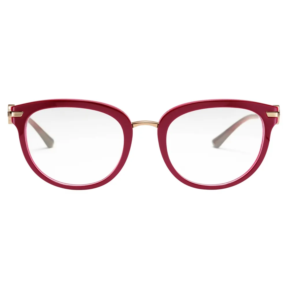 Bulgari - Bulgari Bulgari - Occhiali da Vista On-Me con Montatura Cat-Eye in Metallo - Ciliegia - Bulgari Eyewear