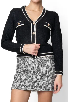 Cardigan con profili a contrasto