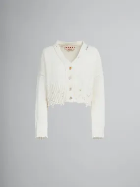 Cardigan corto in cotone bianco