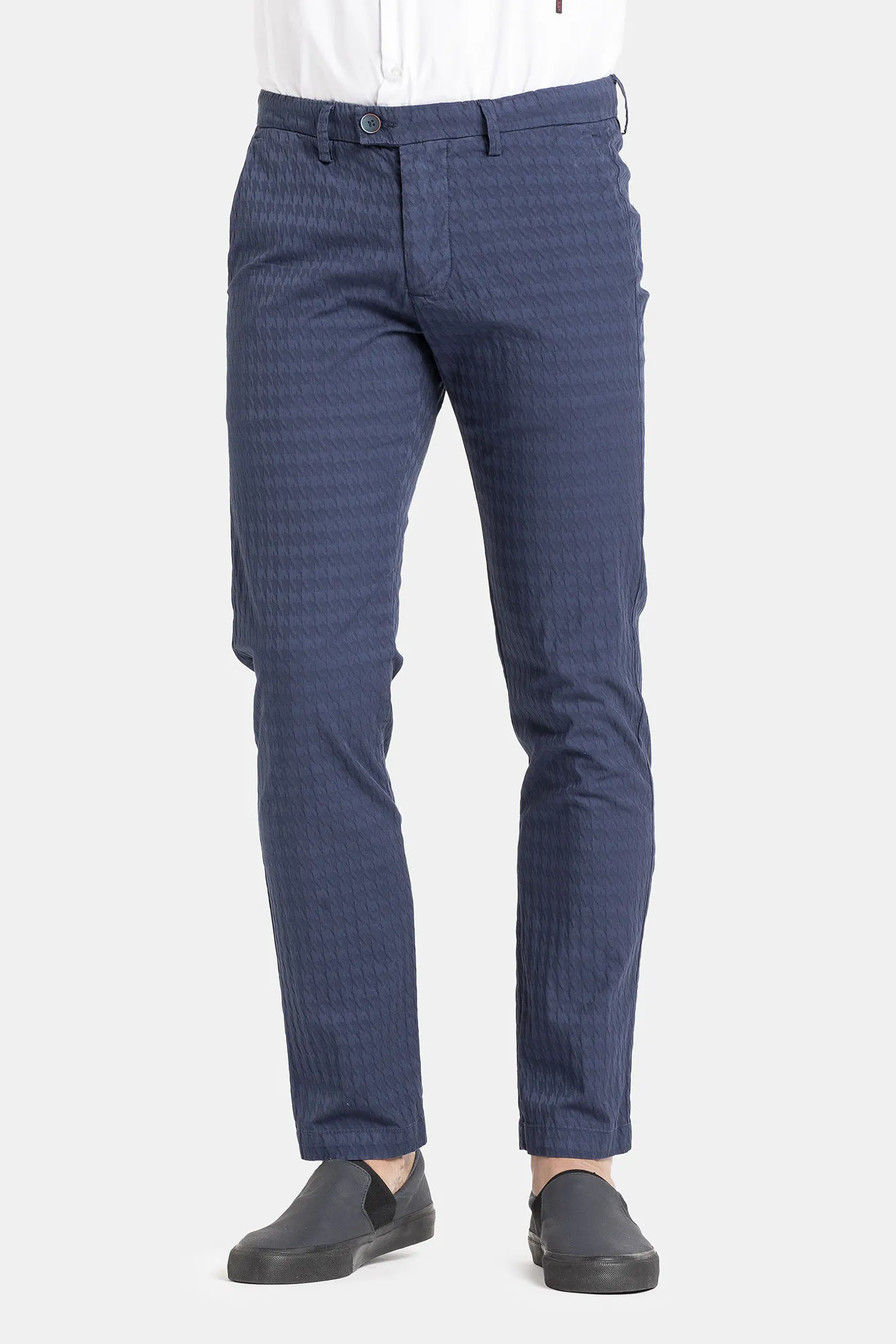Carrera  ---------    ------------Pantalone in microfantasia mod. 617 vita bassa gamba asciutta - Blu