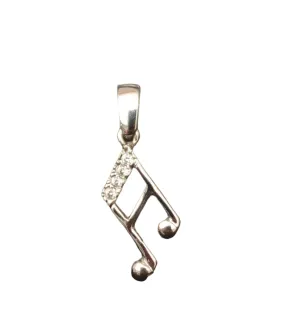 Ciondolo nota musicale oro bianco e zirconi