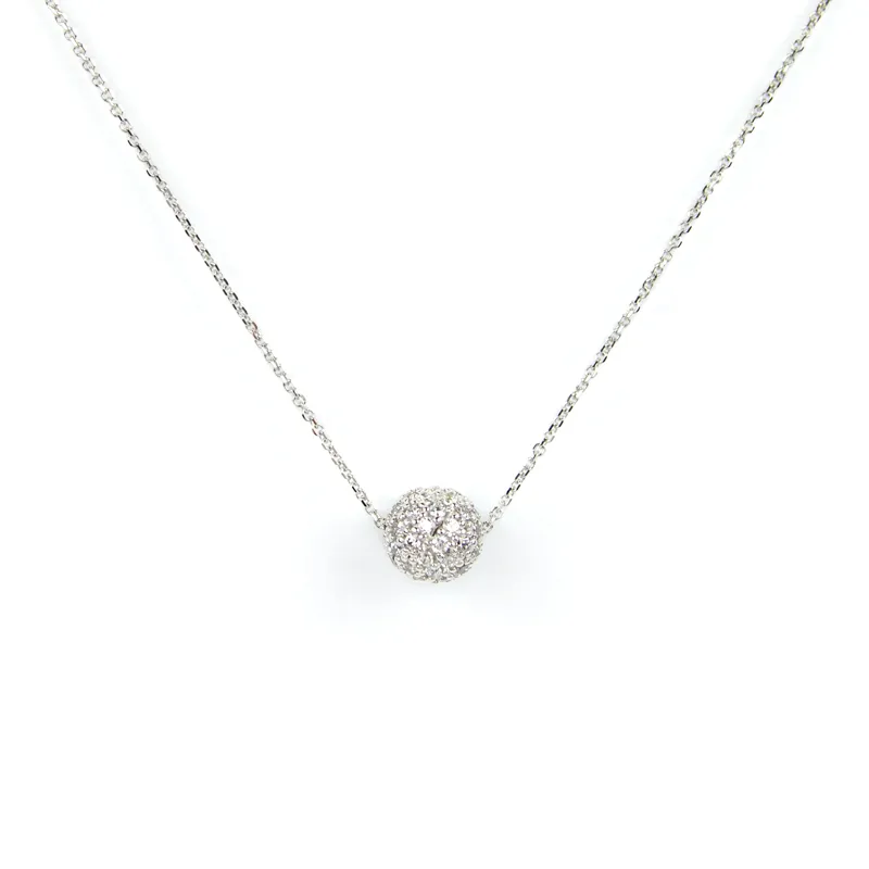 Collana con sfera di zirconi in oro bianco