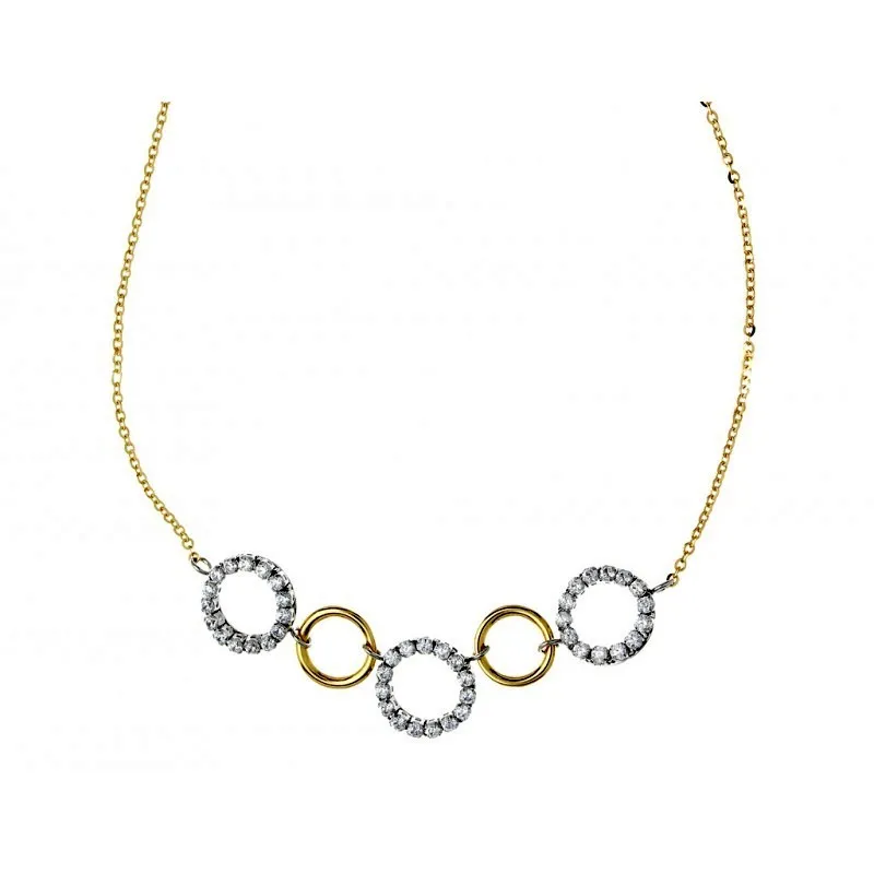 COLLANA ELEMENTI CERCHI DA DONNA IN ORO BIANCO E GIALLO 18 KT CON ZIRCONI