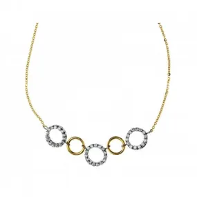 COLLANA ELEMENTI CERCHI DA DONNA IN ORO BIANCO E GIALLO 18 KT CON ZIRCONI