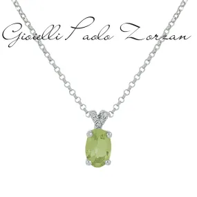 Collana in oro bianco 18kt con diamanti e pietra preziosa centrale CD613/PE-LB
