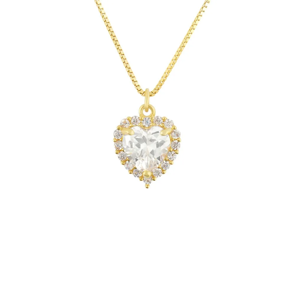 Collana Punto Luce Cuore Claire Oro Giallo 375/1000 Cubic Zirconia Bianco 40 + 2 cm 1416600