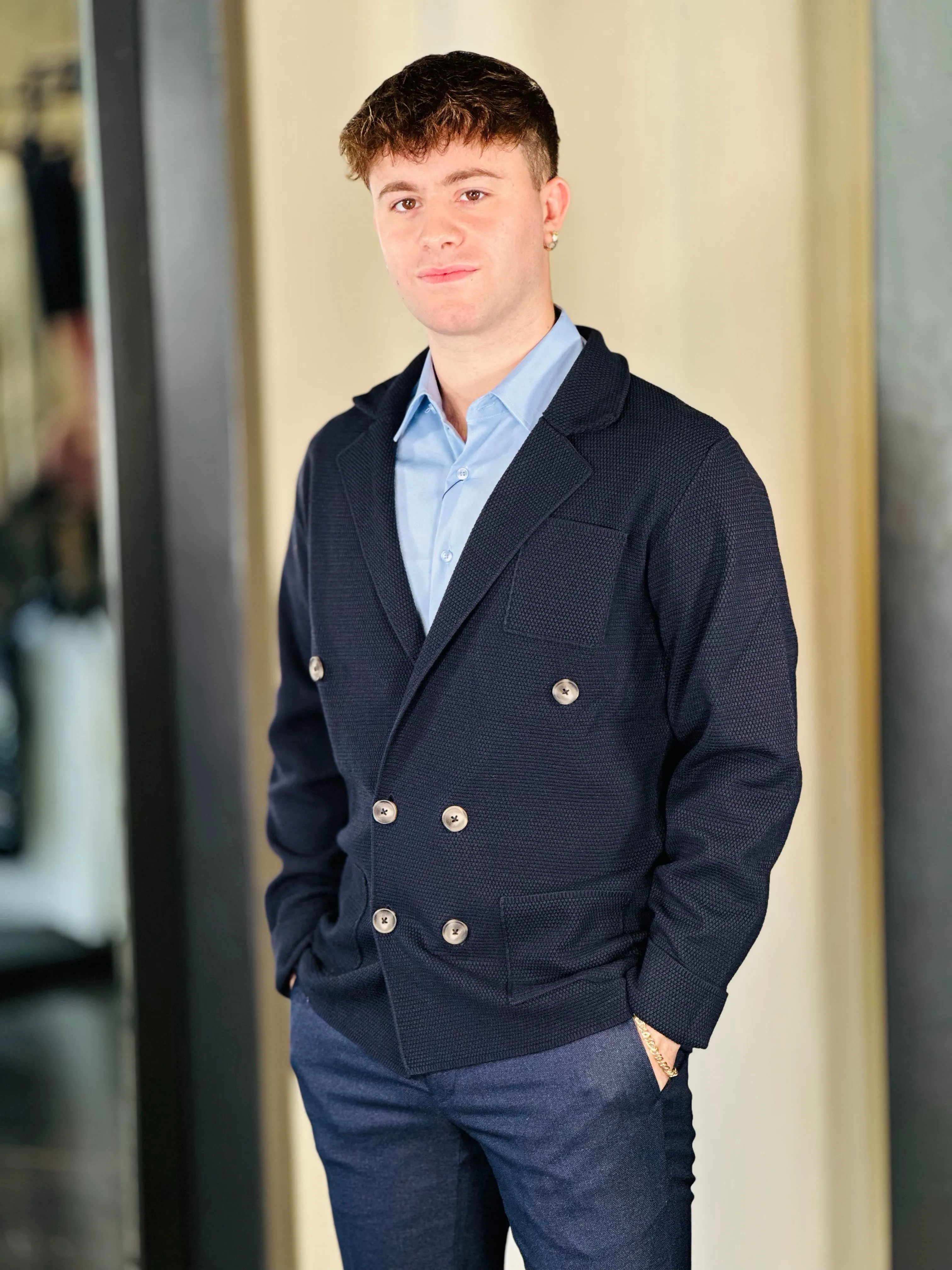 Giacca cardigan doppiopetto blu 100