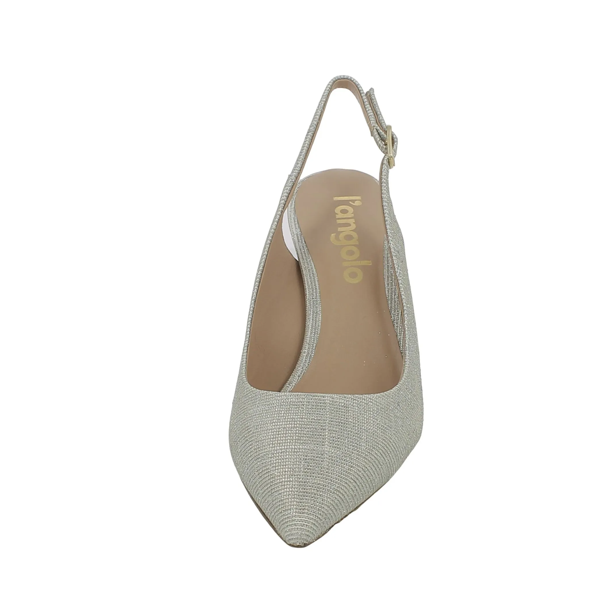 L'Angolo  Scarpa a punta laminata con slingback tacco 8 