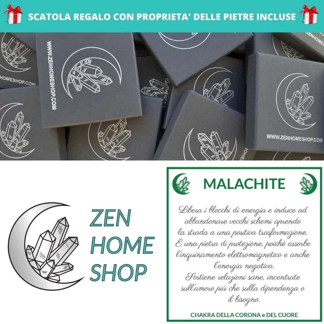 MALACHITE Verde - Bracciale regolabile in acciaio inossidabile e pietre naturali da 8 mm