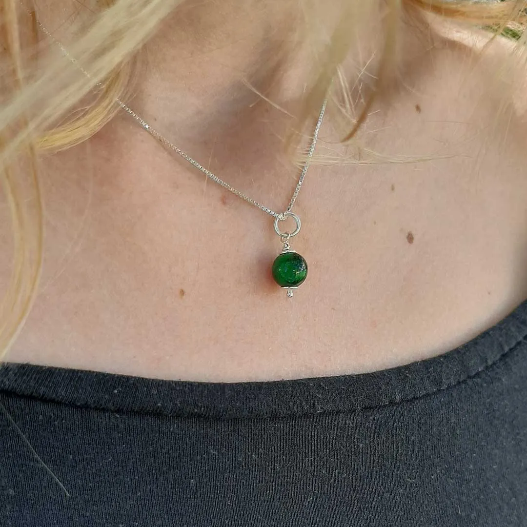 OCCHIO DI TIGRE VERDE - Collana in Argento  925
