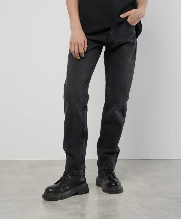 Off-White Jeans grigi con patch logo OMYA175C99DEN001