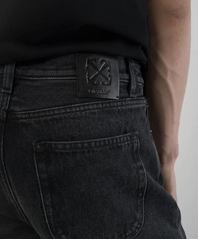 Off-White Jeans grigi con patch logo OMYA175C99DEN001