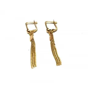 ORECCHINI PENDENTI CON FRANGE IN ORO GIALLO 18 KT CHIUSURA MONACHELLA