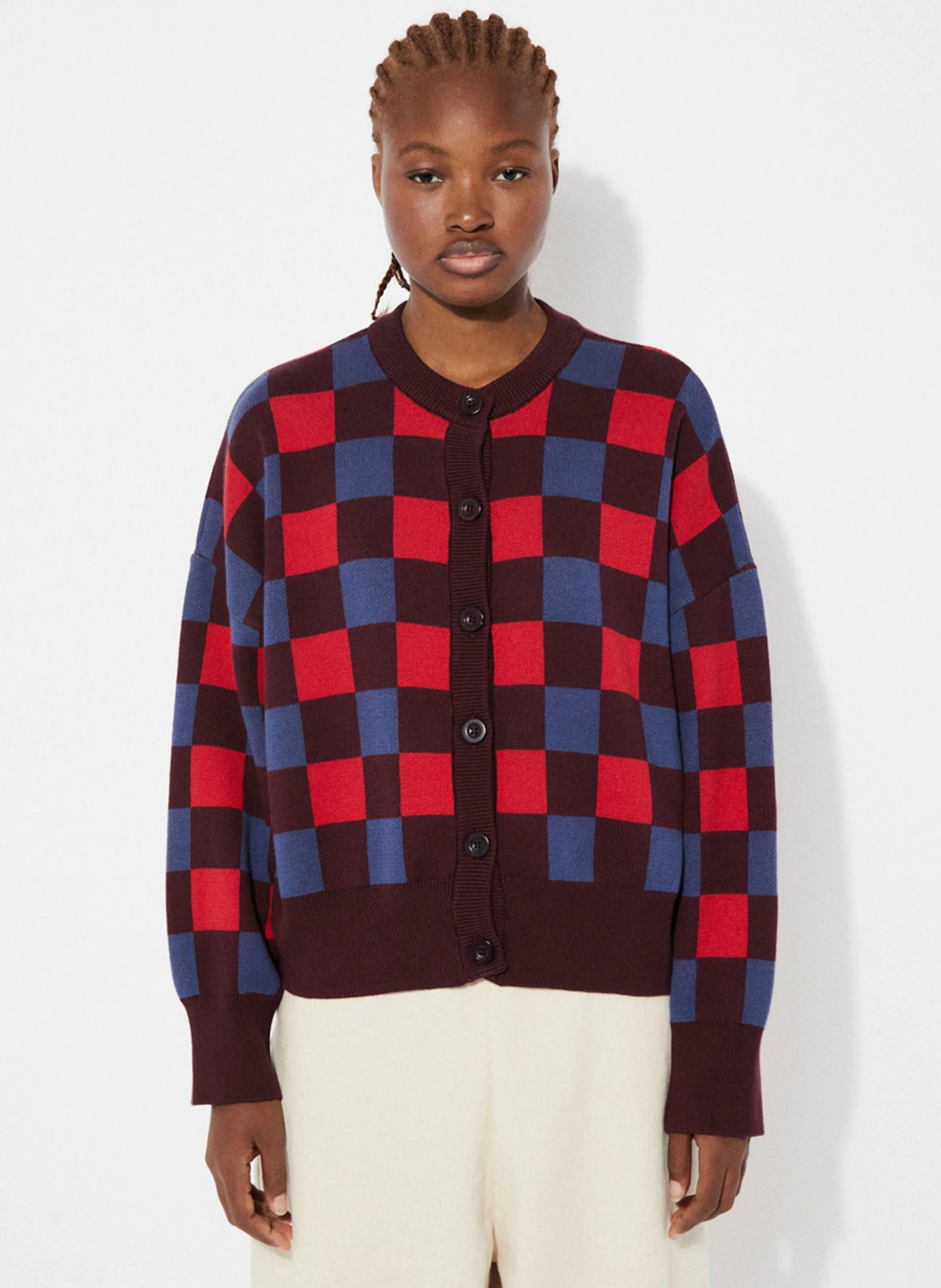  RITA ROW   CALMA - Cardigan scollo tondo in cotone | Blu