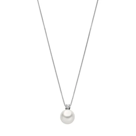 SARNIORO Girocollino perla con zirconi in oro bianco 18kt