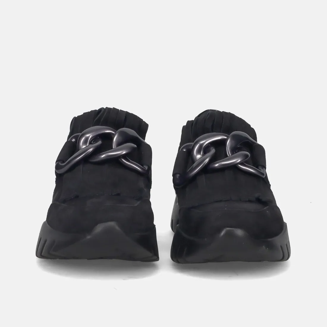 Scarpa casual da donn Sangiorgio in camoscio nero con frangia