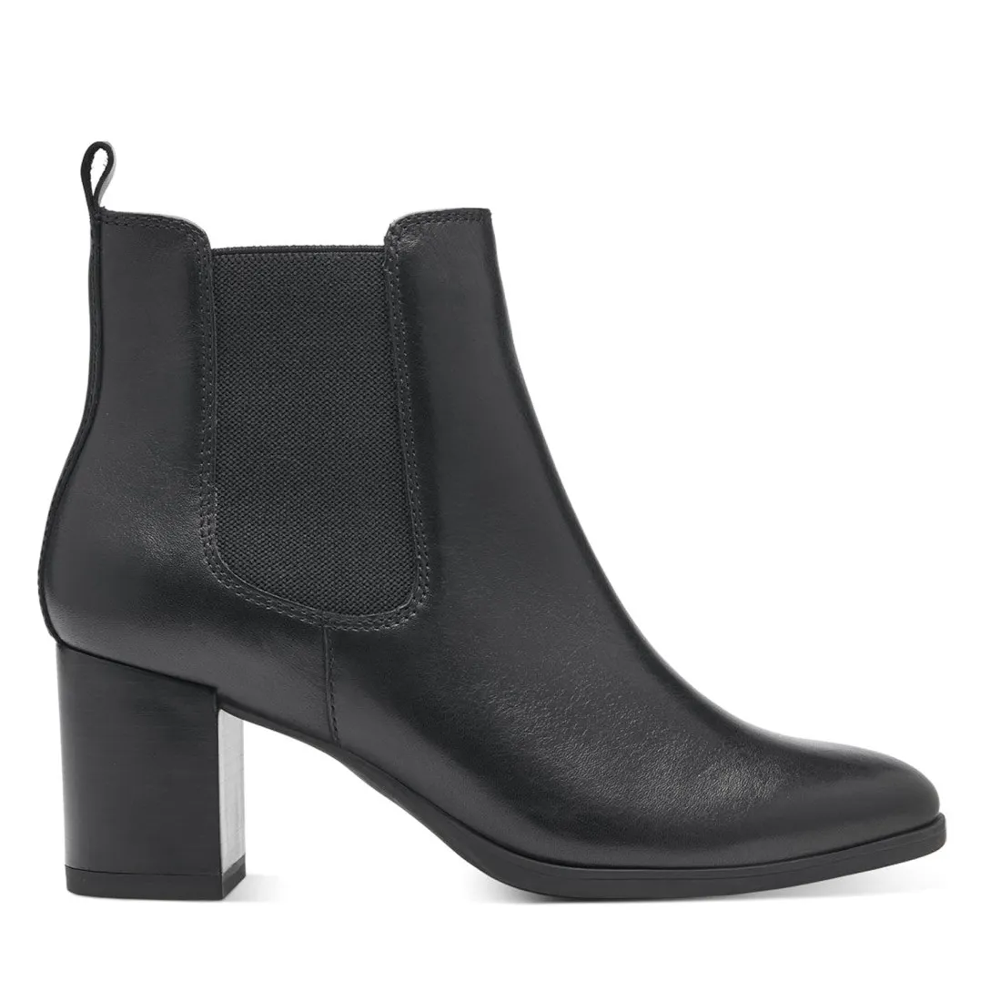 Stivaletto da donna Tamaris nero in pelle con tacco medio