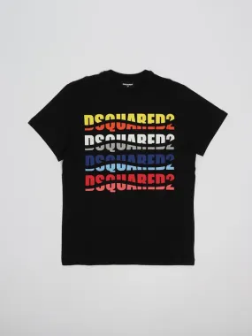 T-shirt bambino Dsquared2 con logo all over Nero