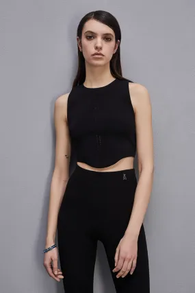 Top Cropped Misto Viscosa Nero Patrizia Pepe