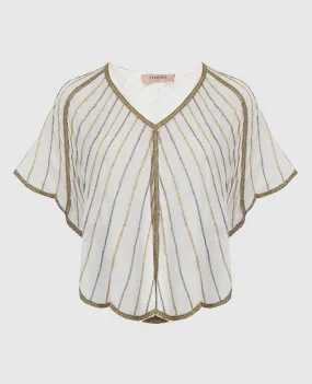 Twinset Top bianco con motivo con perline 221TP2012