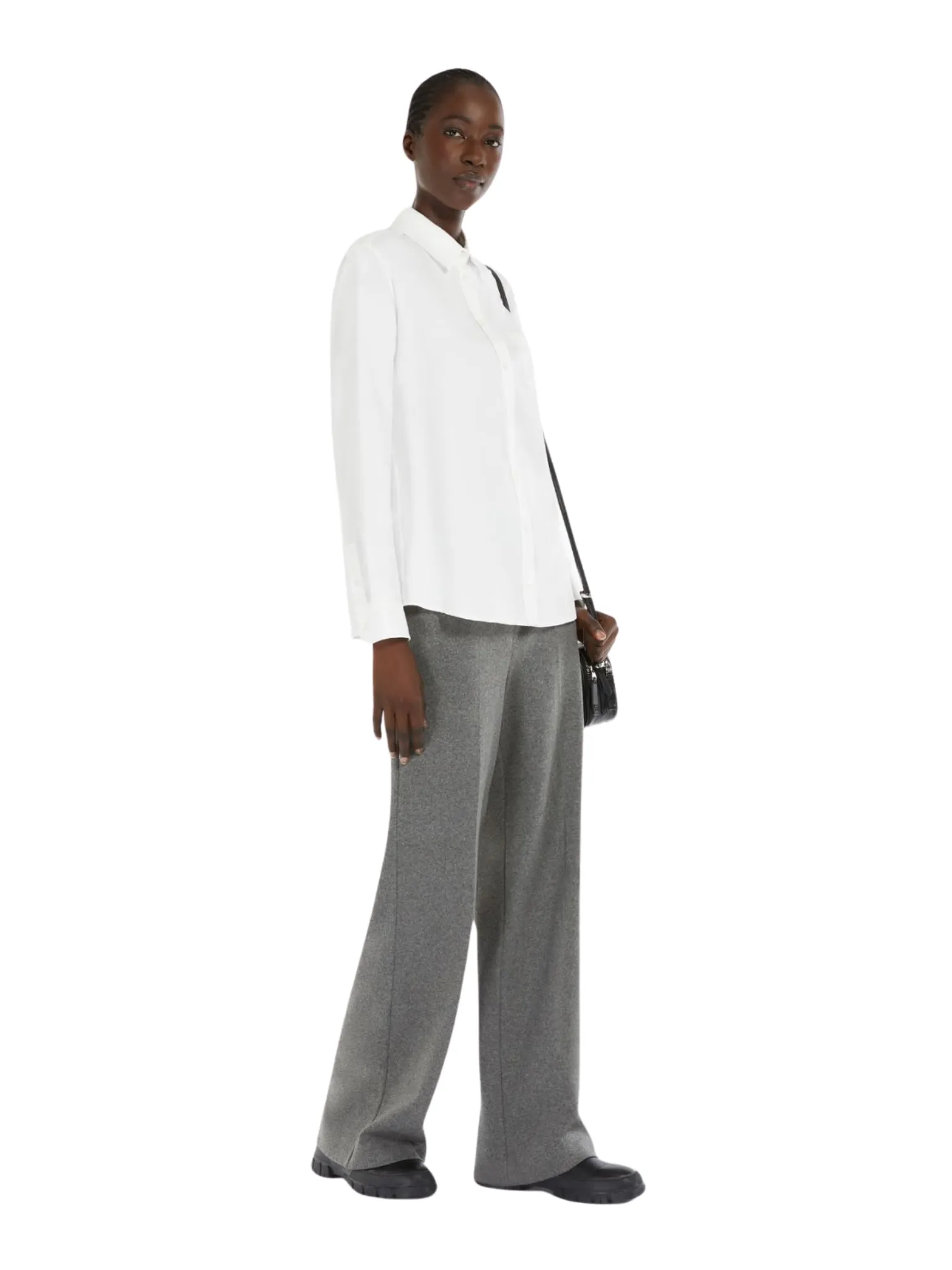 weekend maxmara camicia oxford in puro cotone unito e rigato